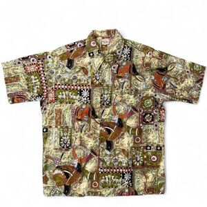 BAREFOOT in PARADISE Vintage Hawaiian Shirt Multicolor Floral Mens Size Large